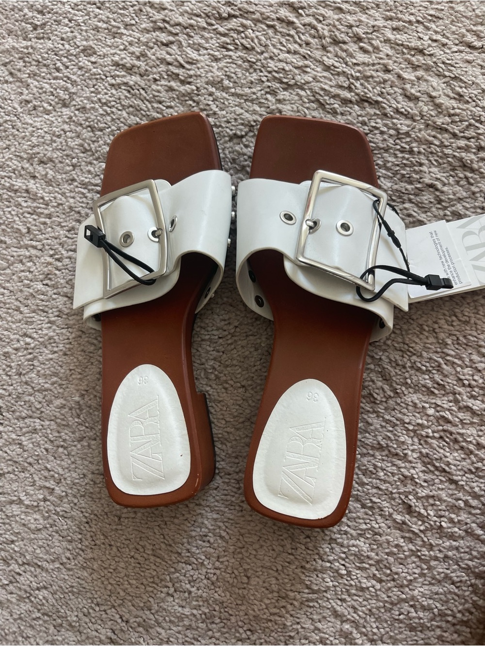 Zara White Buckle Sandal